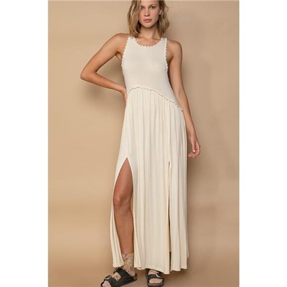 POL Sleeveless Back Zipper Front Slit Maxi Dress - Picture 1 of 3